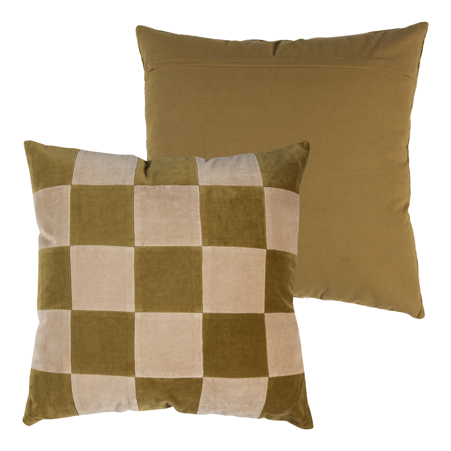 WOOOD kussens Vola - Katoen - Groen/Oranje - 50x50x10 - Set van 4