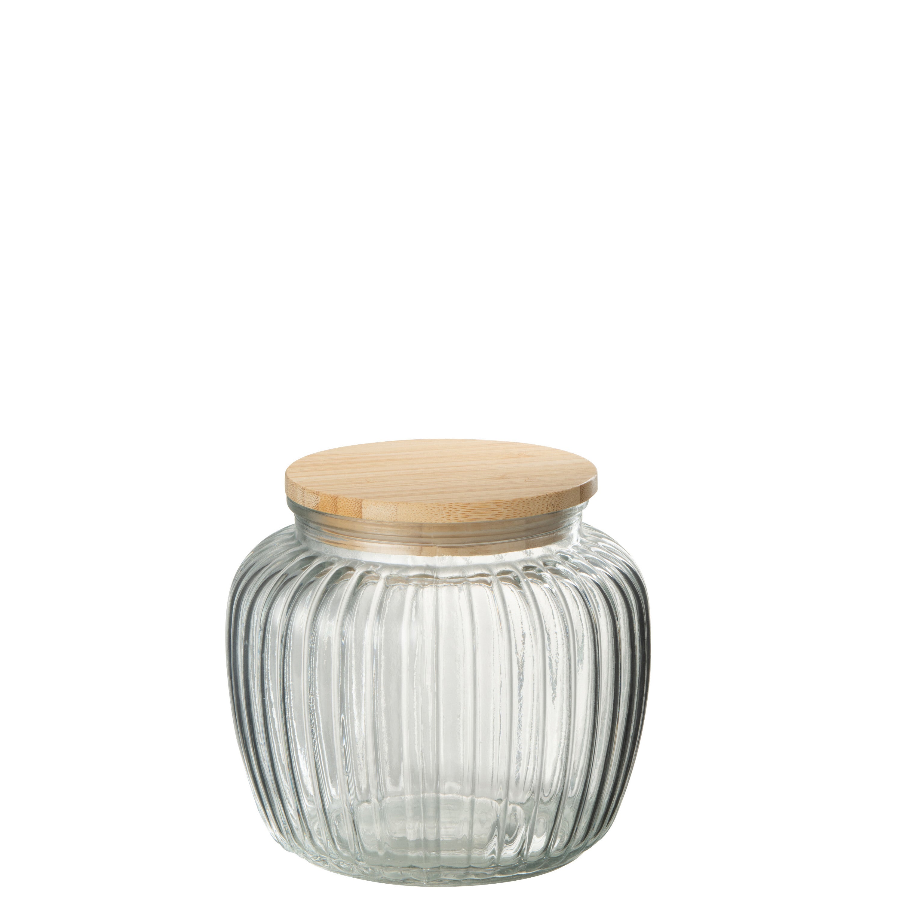 J-Line voorraadpot Louis - glas bamboe - transparant naturel