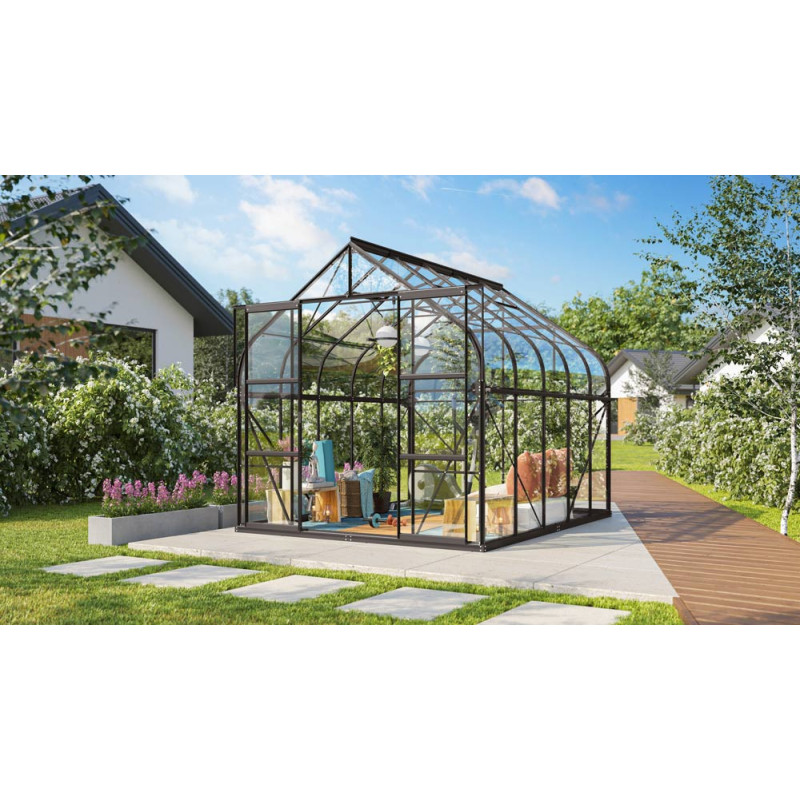 Serre en verre Dione noire 8,3 m² VITAVIA