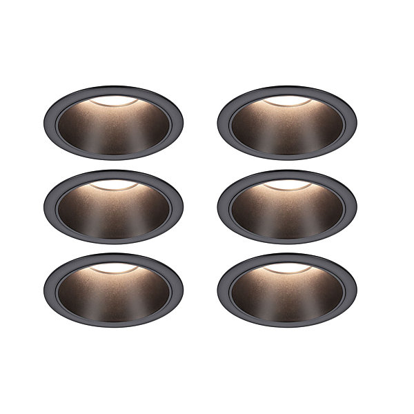 Kit Spot encastré LED Cole Coin Kit de 6 IP44 88 mm Coin 6x6W 6x470lm 230V gradable 2700K Noir mat
