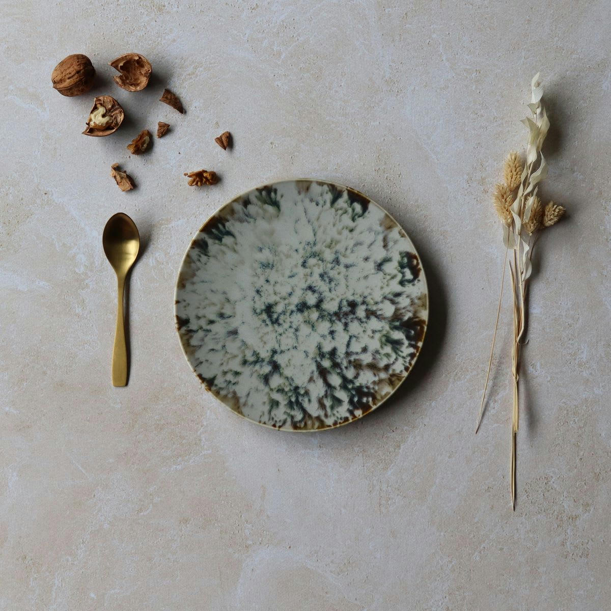 MAKA - Lot de 6 assiettes à dessert abstraites en porcelaine 20cm