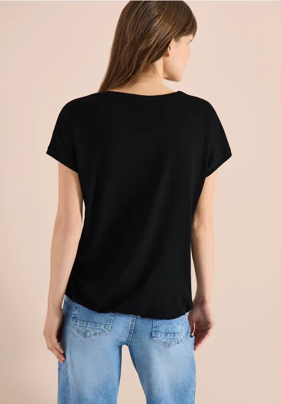 T-Shirt mit V-Neck und Spitzendetail