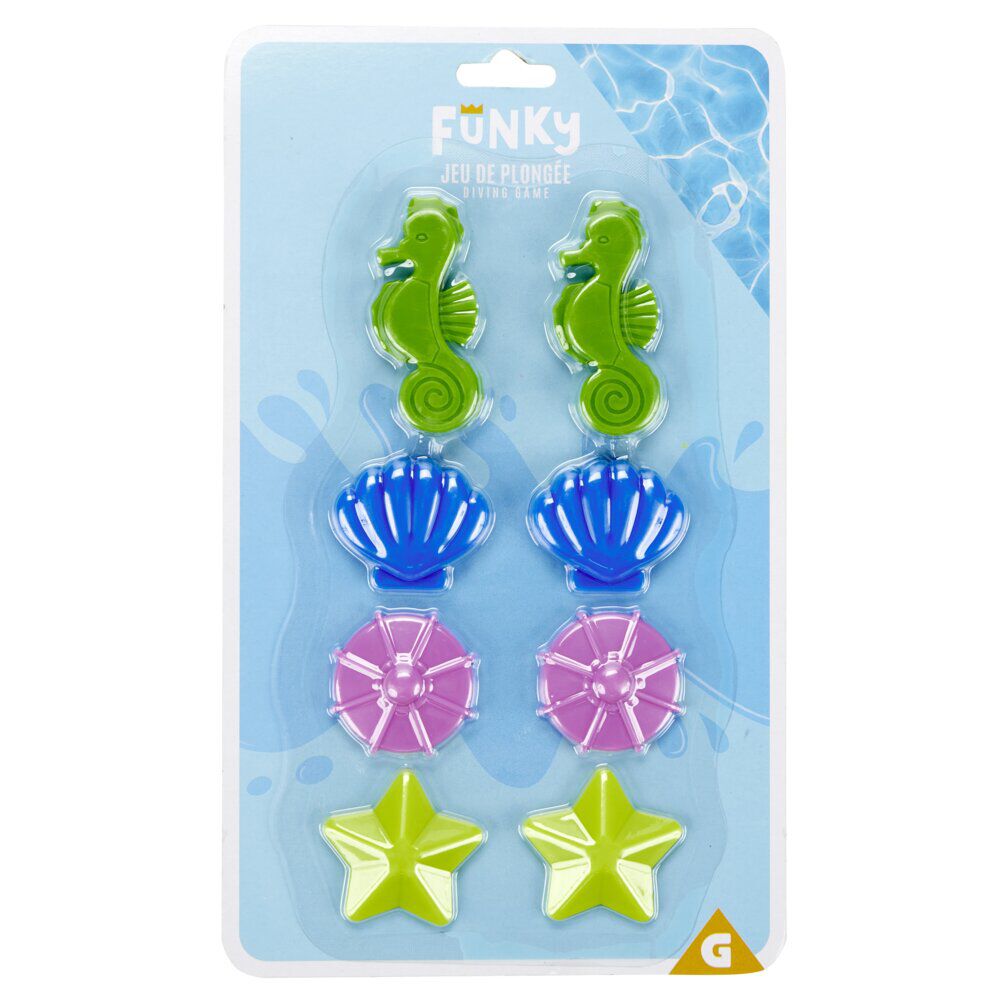 Jeu de plongée lesté en plastique forme coquillages (8 pièces)