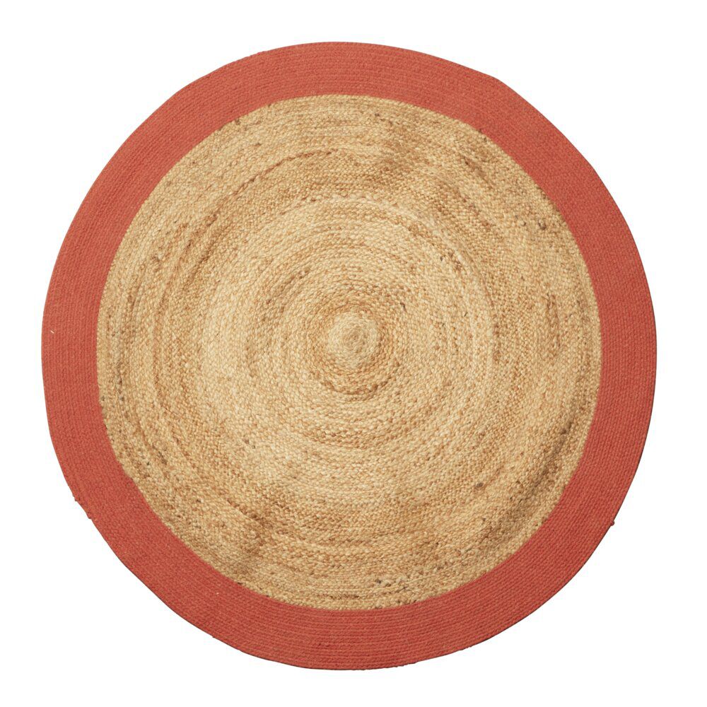 Tapis jute et coton Ø120cm terracotta
