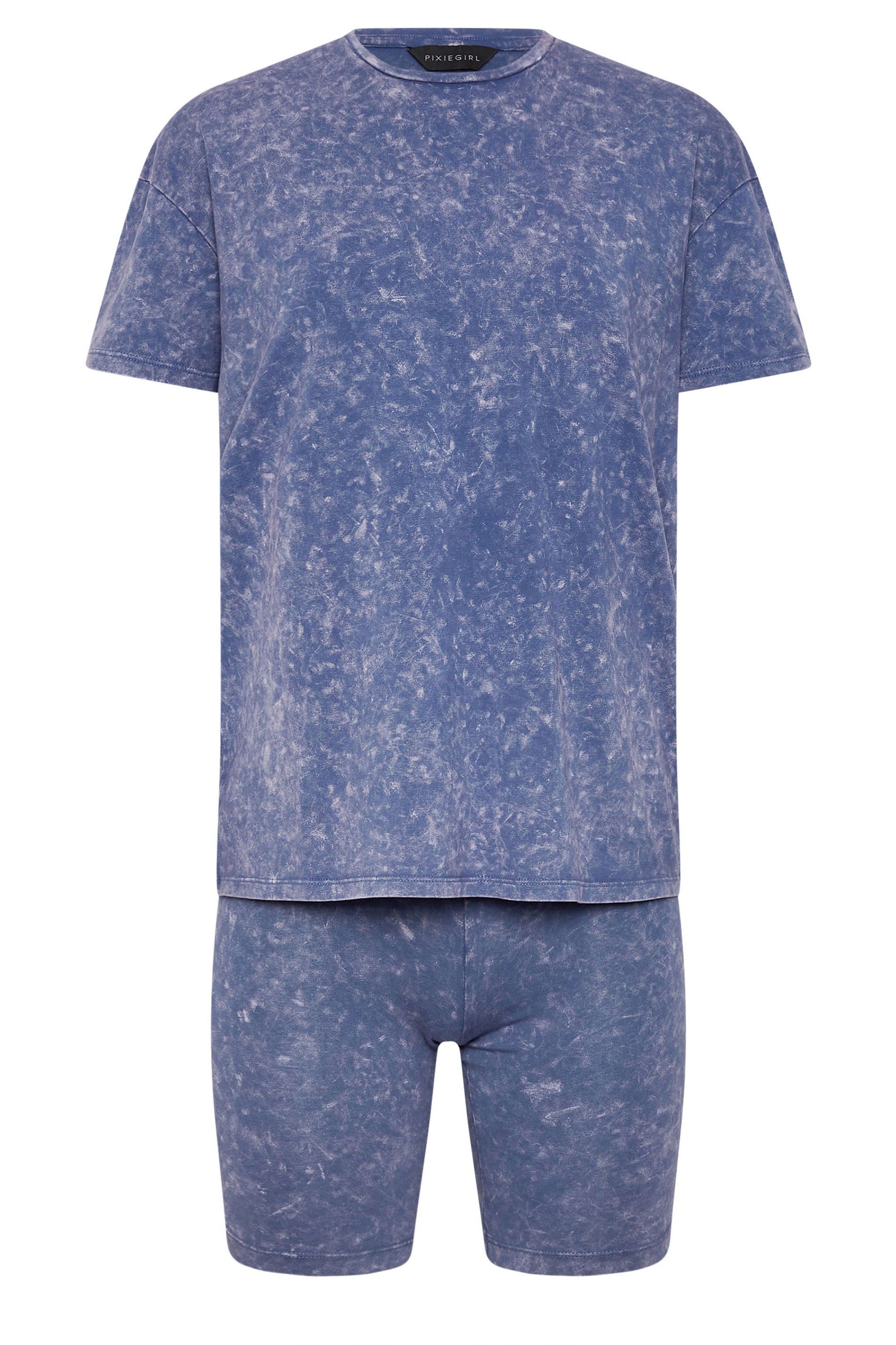 PixieGirl Petite Acid Wash T-Shirt & Cycling Short Co-Ord