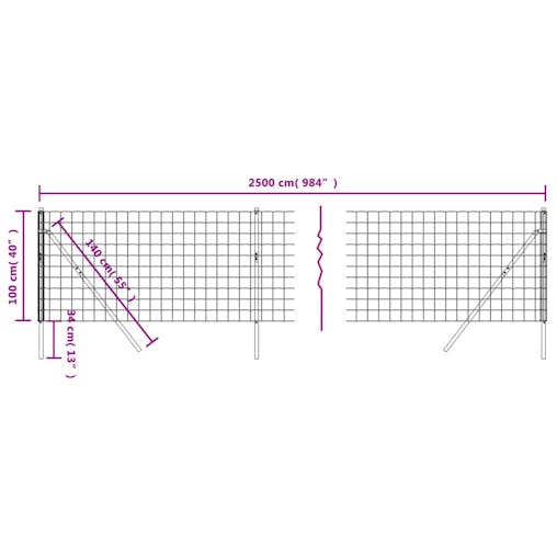 NNEVL Wire Mesh Fence Green 1x25 m Galvanised Steel
