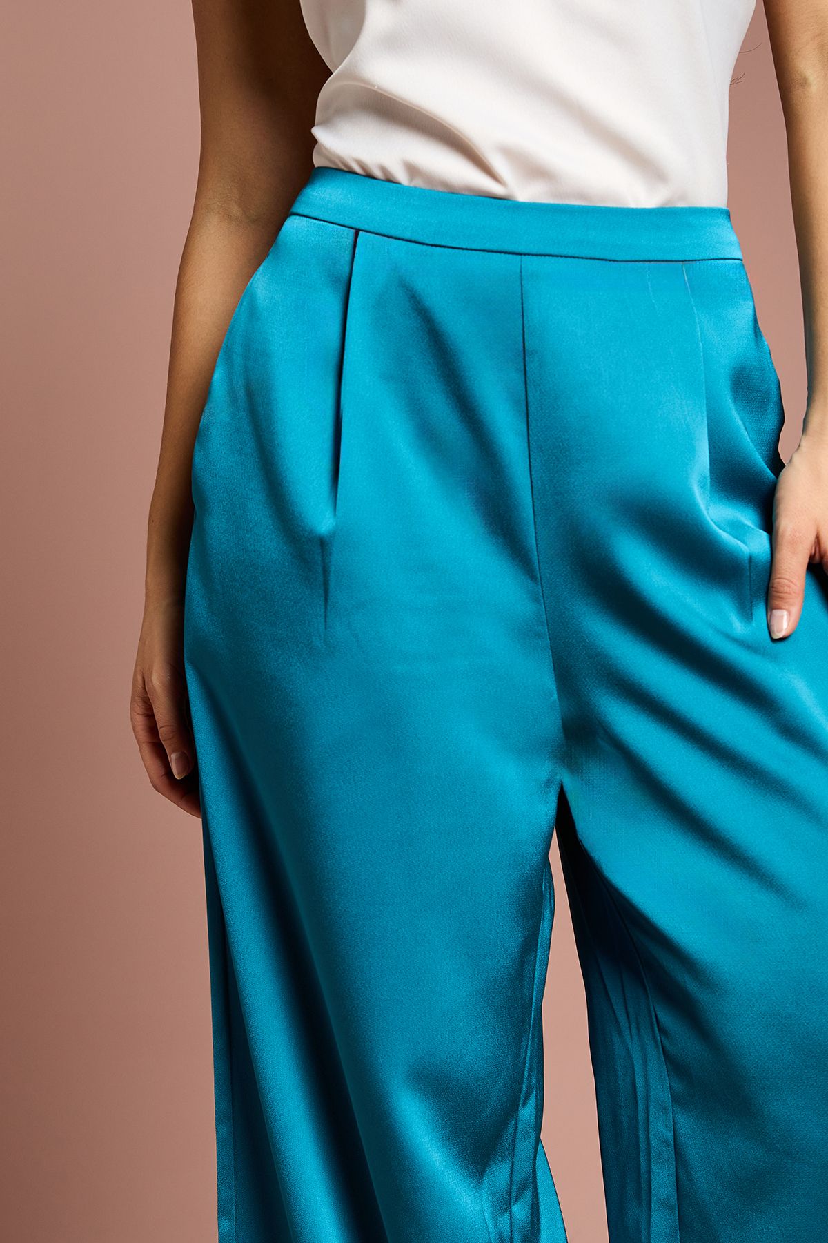 Coast Petite Satin Wide Leg Trouser
