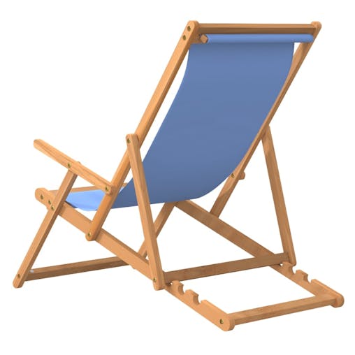 NNEVL Folding Beach Chair Solid Wood Teak Blue