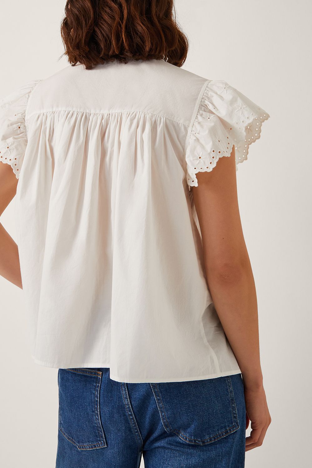 Monsoon Zadie Broderie Frill Top White