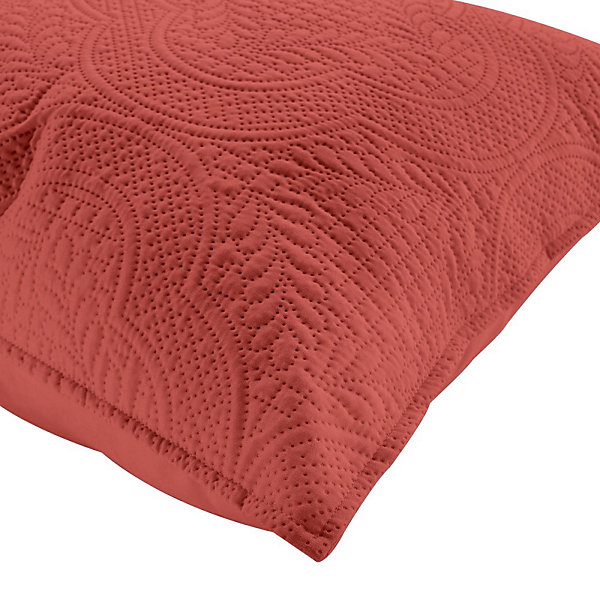 Couvre-lit 2 personnes matelassé 220x240 microfibre unie Romane terracotta