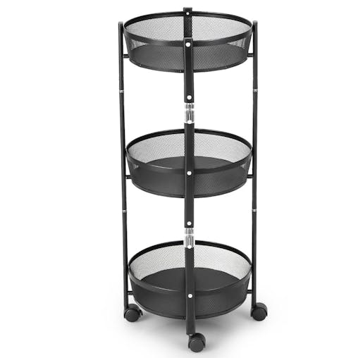 NNECW 3-Tier Folding Kitchen Trolley Cart with Baskets