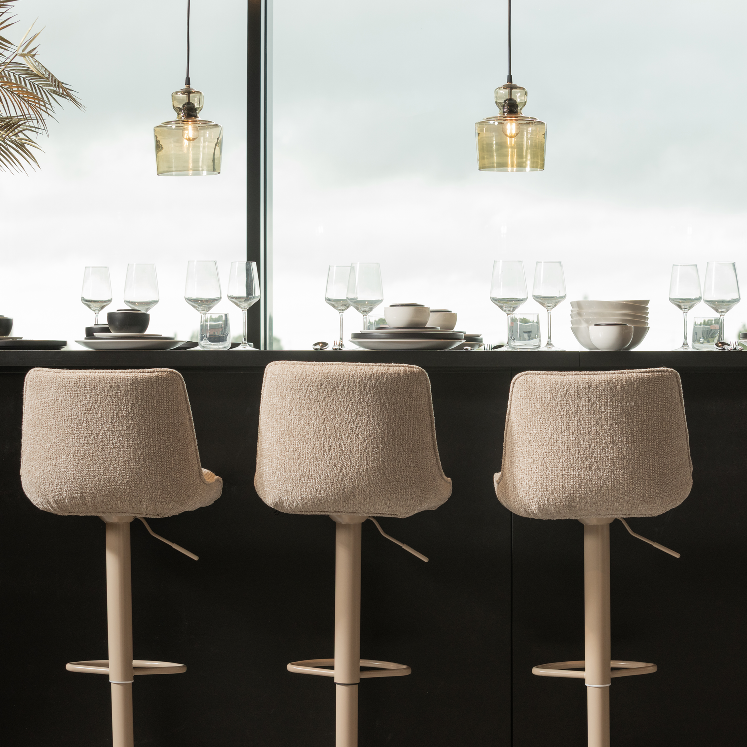 WOOOD Marten In Hoogte Verstelbare Barstoel - Zand - 110x45x50