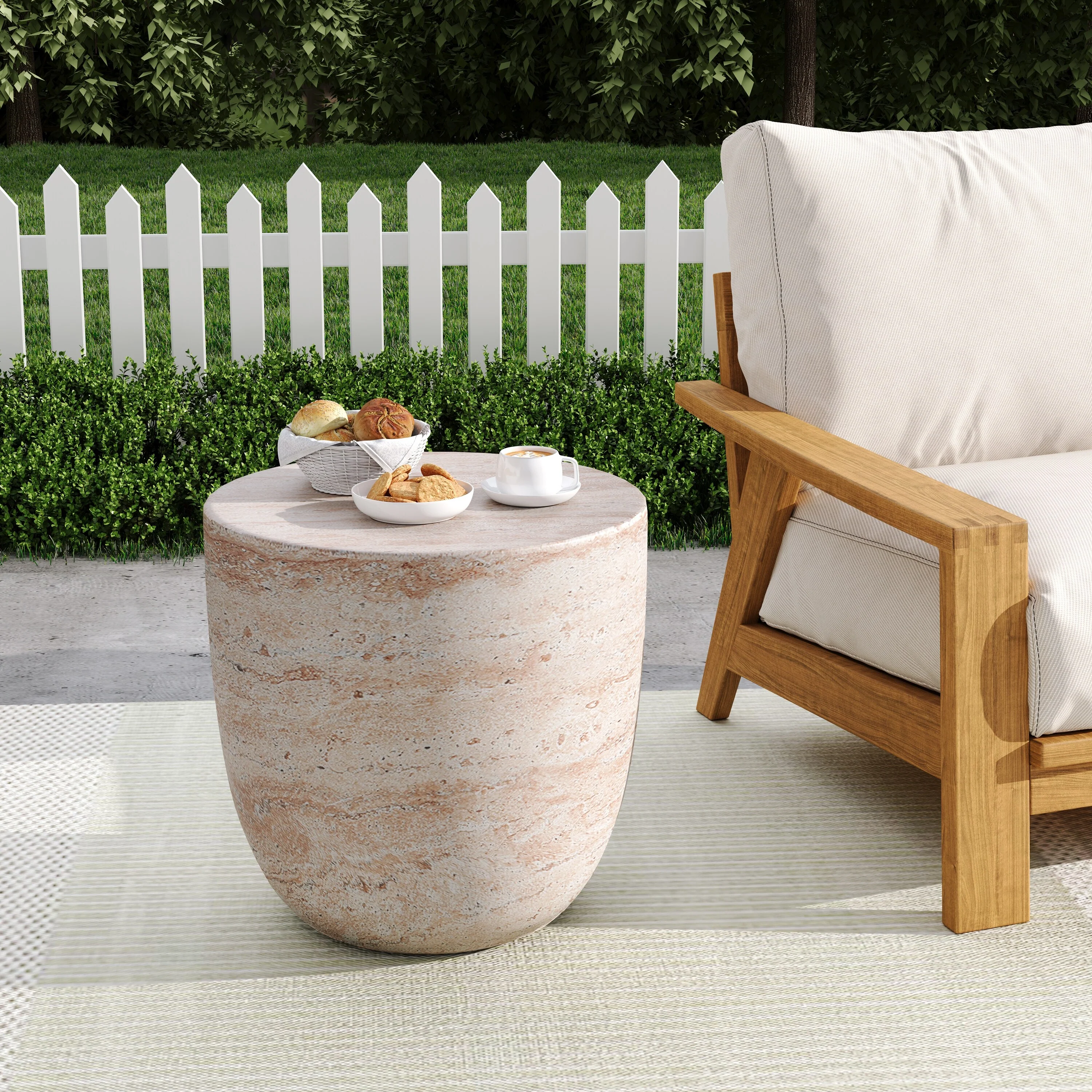 Bianca Outdoor Lightweight Concrete Side Table by Christopher Knight Home