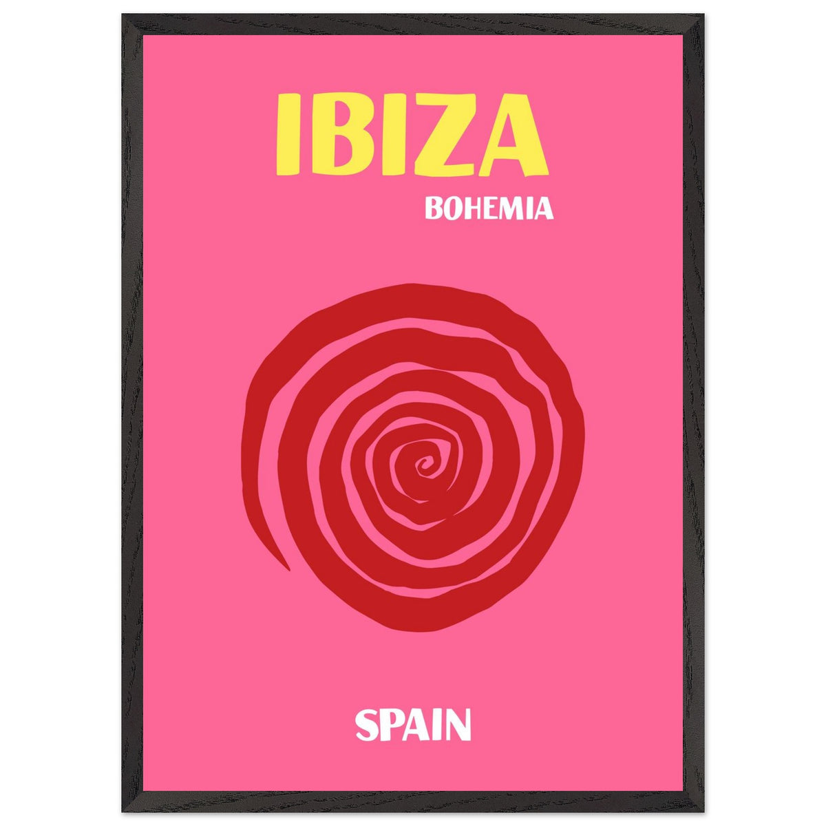 Artfulprints Poster met Lijst Spanje - Ibiza  - 50x70 cm - Roze