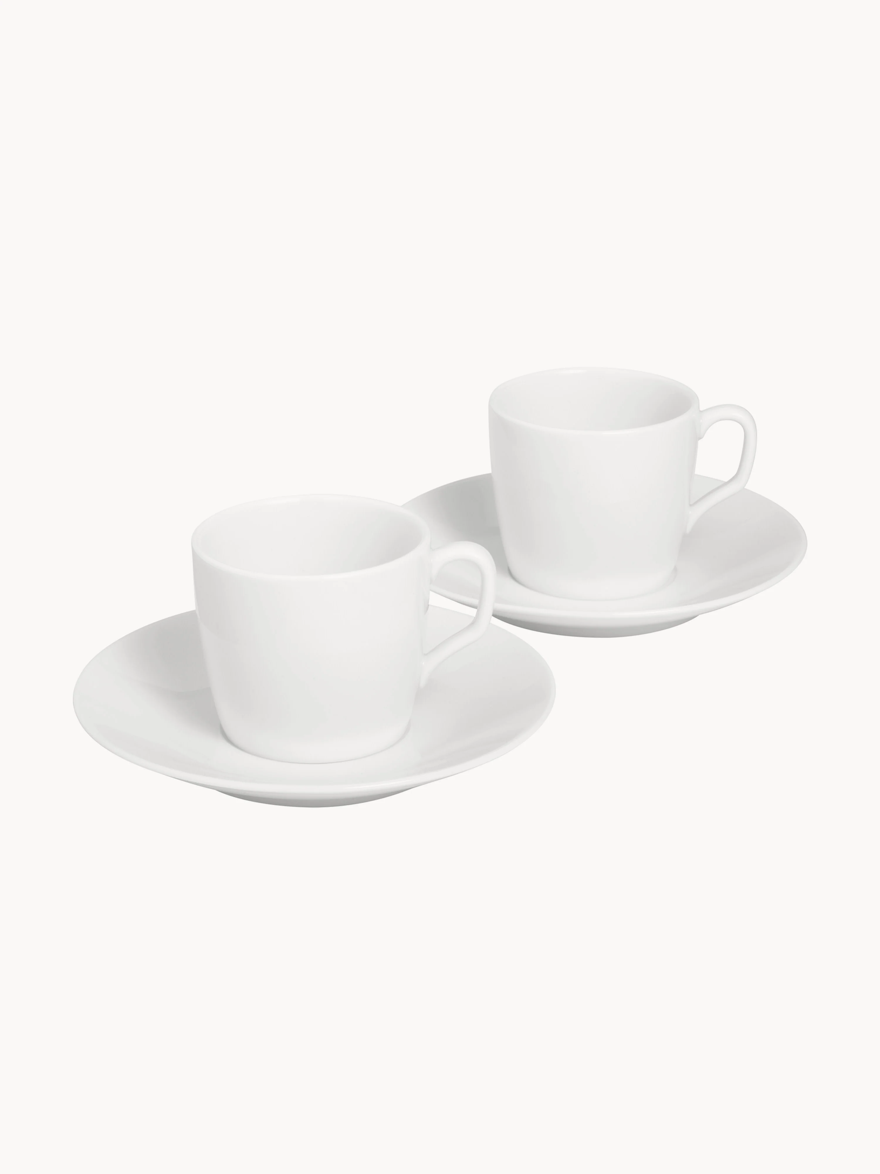 Handgefertigte Porzellan-Espressotassen Cosmopolitan mit Untertassen, 2er-Set