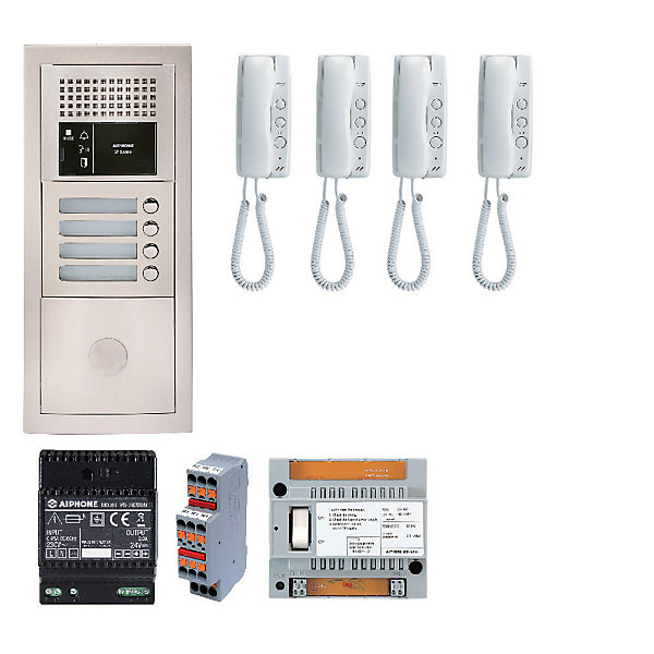 Pack Interphone Audio 4 Bp Avec 4 Postes Programmés