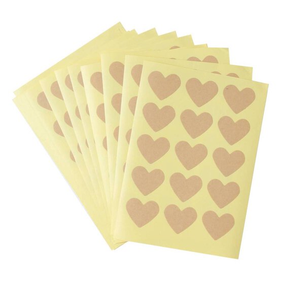 Kraft Heart Stickers 15 Pack
