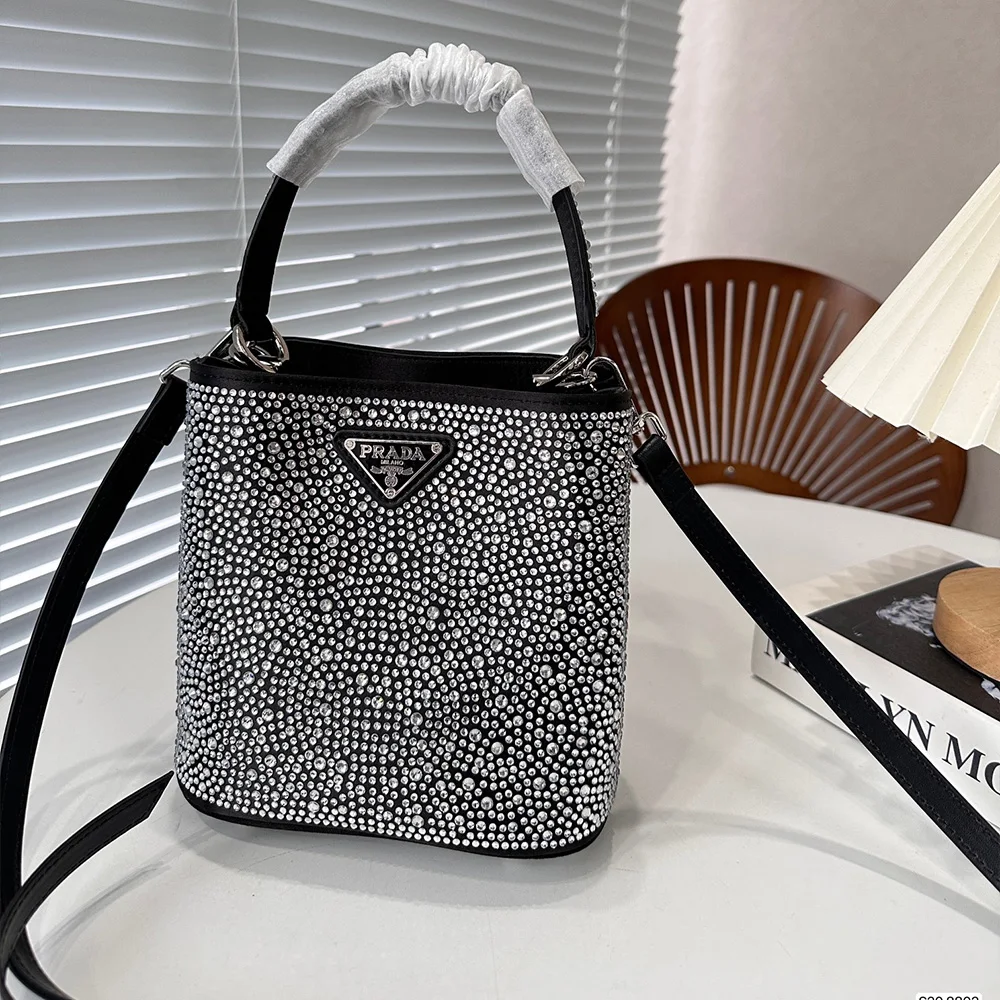 Prada Panier Crystal Tote Shoulder Messenger Bag