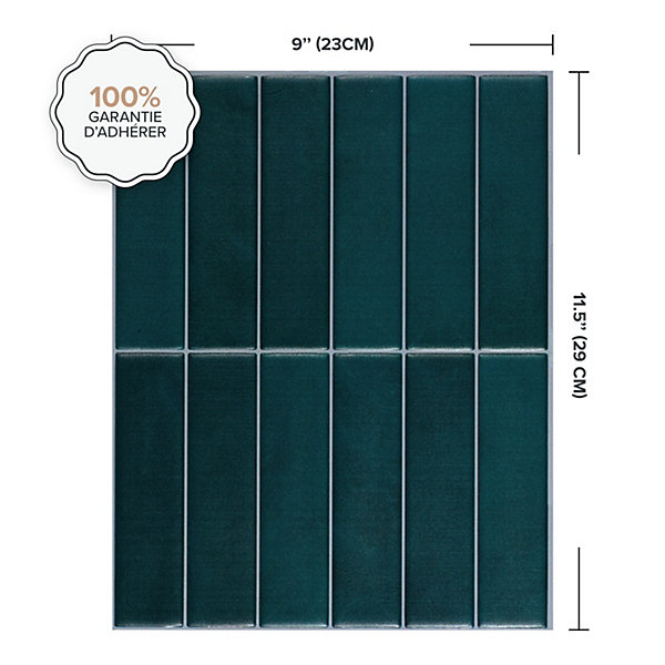 Crédence Adhésive Cuisine et Salle de Bain x4 - Carrelage Mural Smart Tiles, Bleu et Vert - 29,03 x 22,86cm