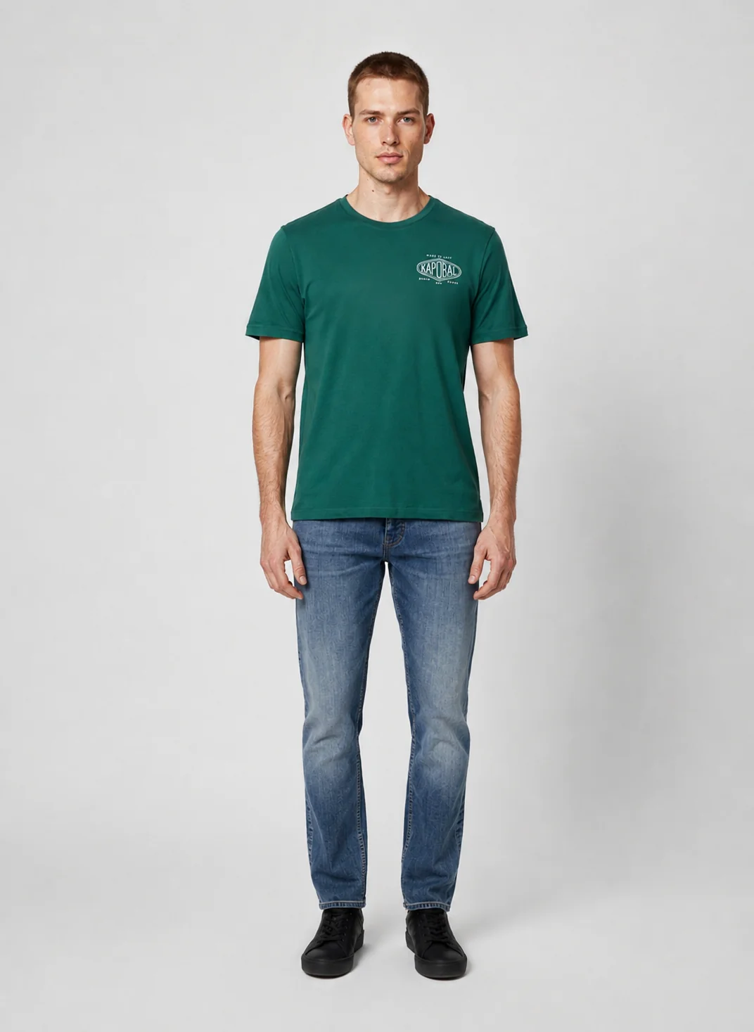 T-shirt manches courtes regular vert coton VADI