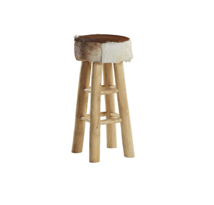 WALTON - Tabouret de bar rustique en peau agneau