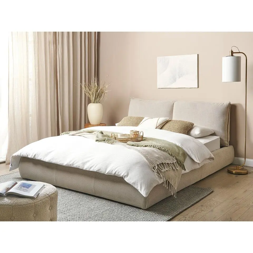 VINAY - Tweepersoonsbed - Beige - 160 x 200 cm - Polyester