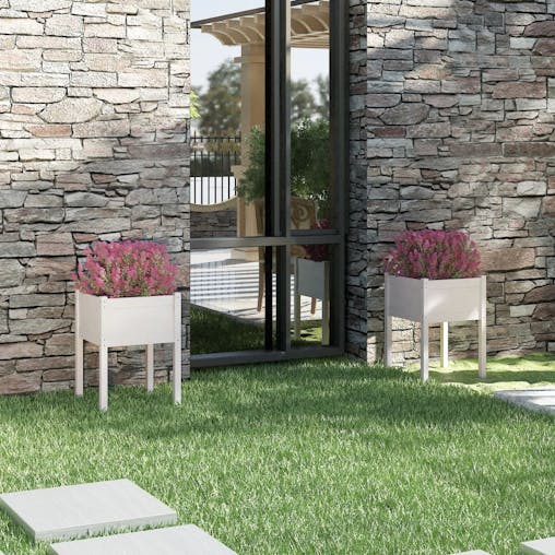 NNEVL Garden Planters 2 pcs White 50x50x70 cm Solid Pinewood