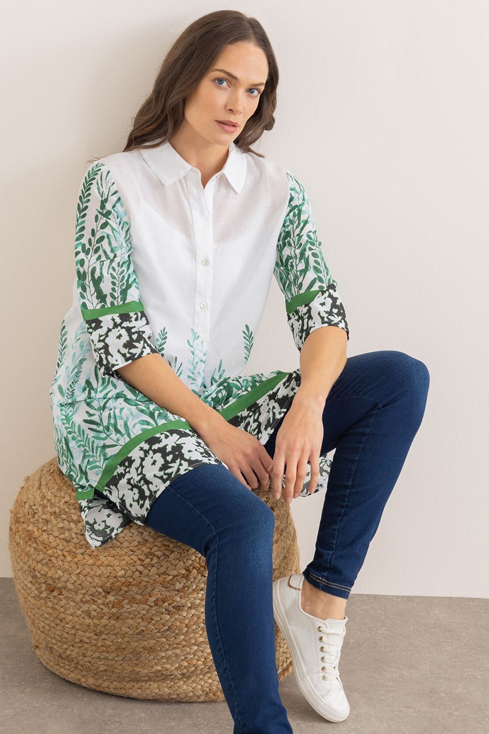 Klass. Border Printed Cotton Tunic Top