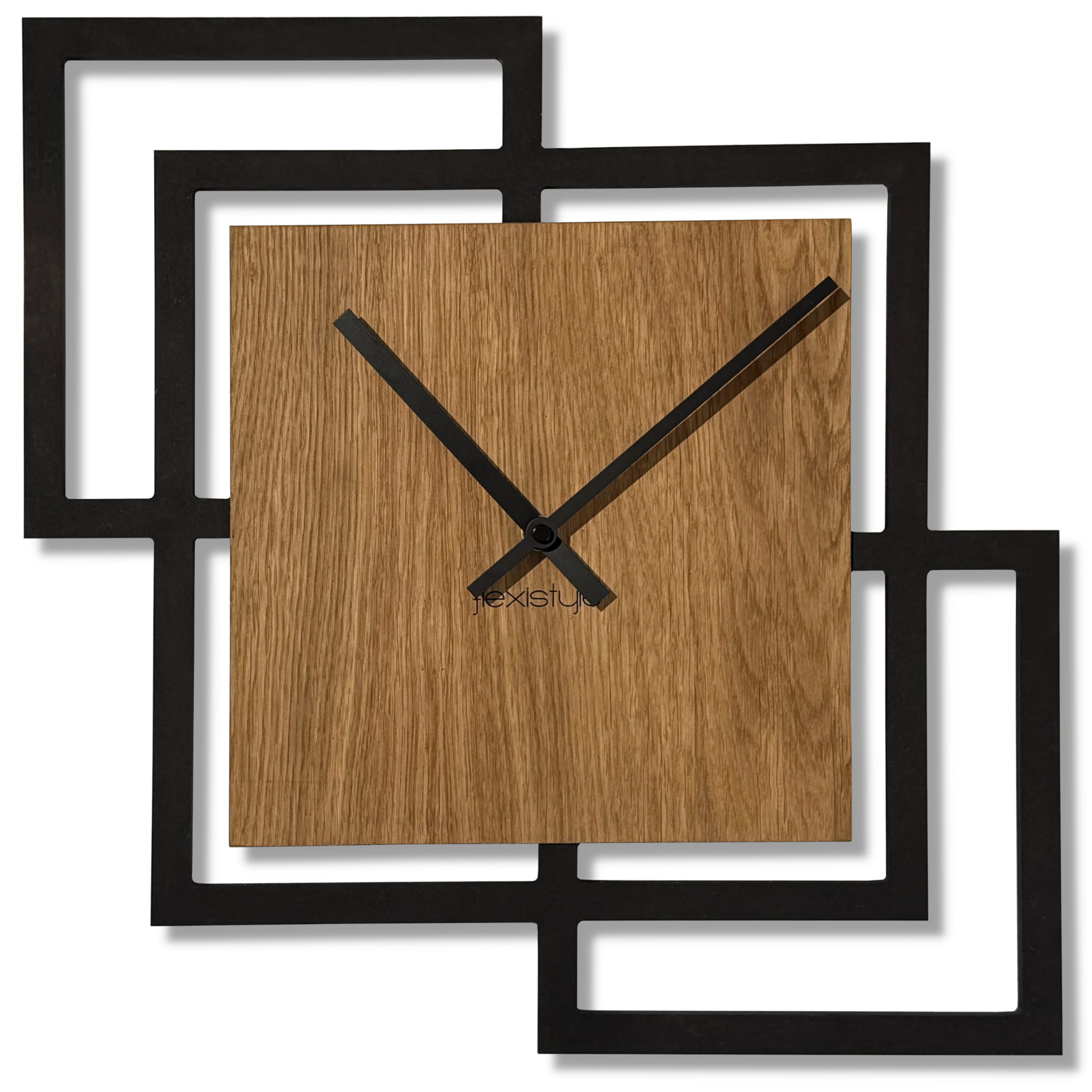 Zegar ścienny Squares 40cm czarny drewniany