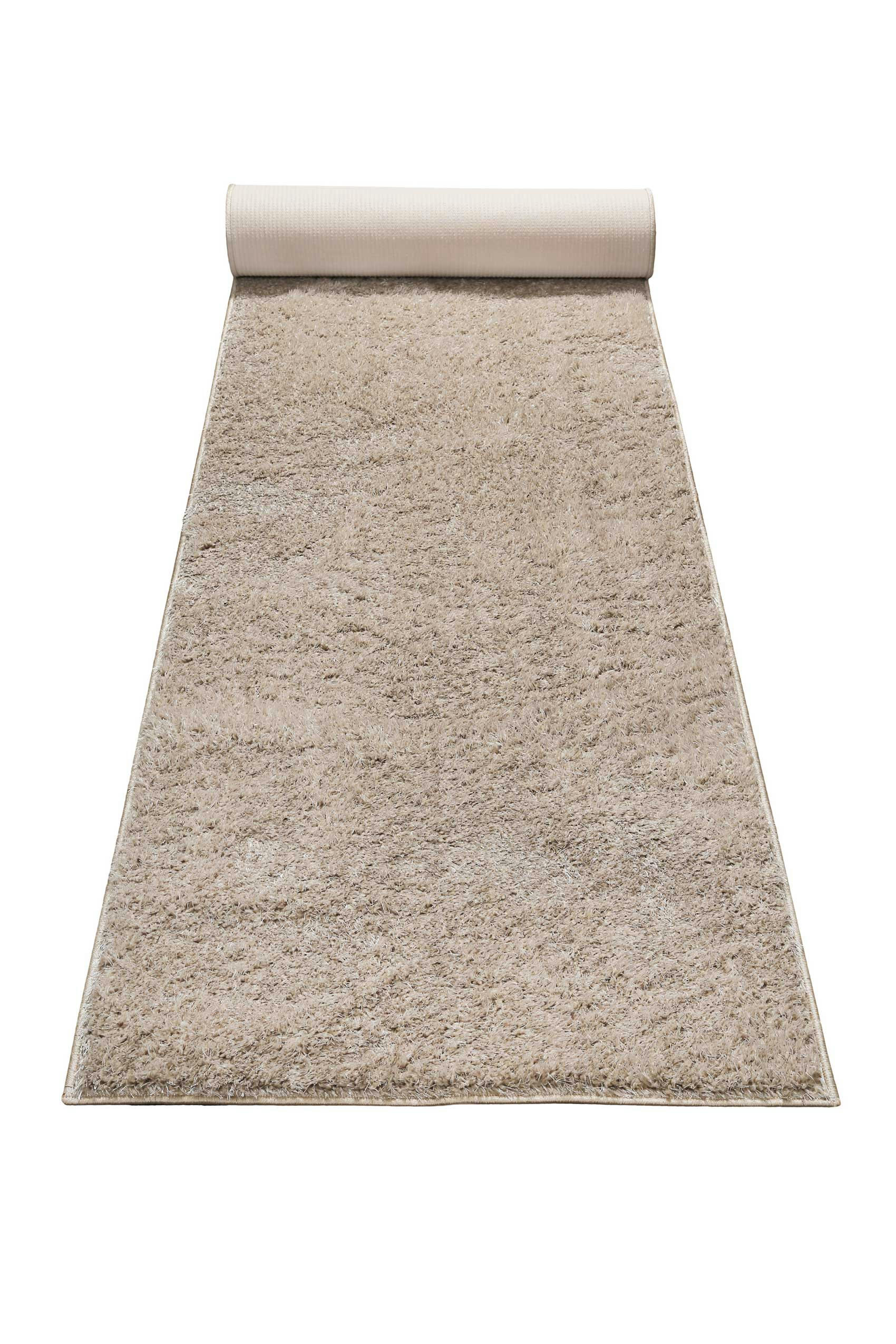 #SWAGGER SHAG - Tapis de couloir poils longs doux brillant beige sable 80x300