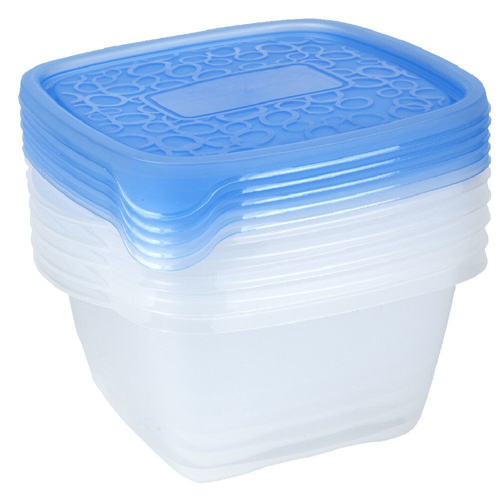BoÎte alimentaire Take away 1.1 L transparente et bleue x5