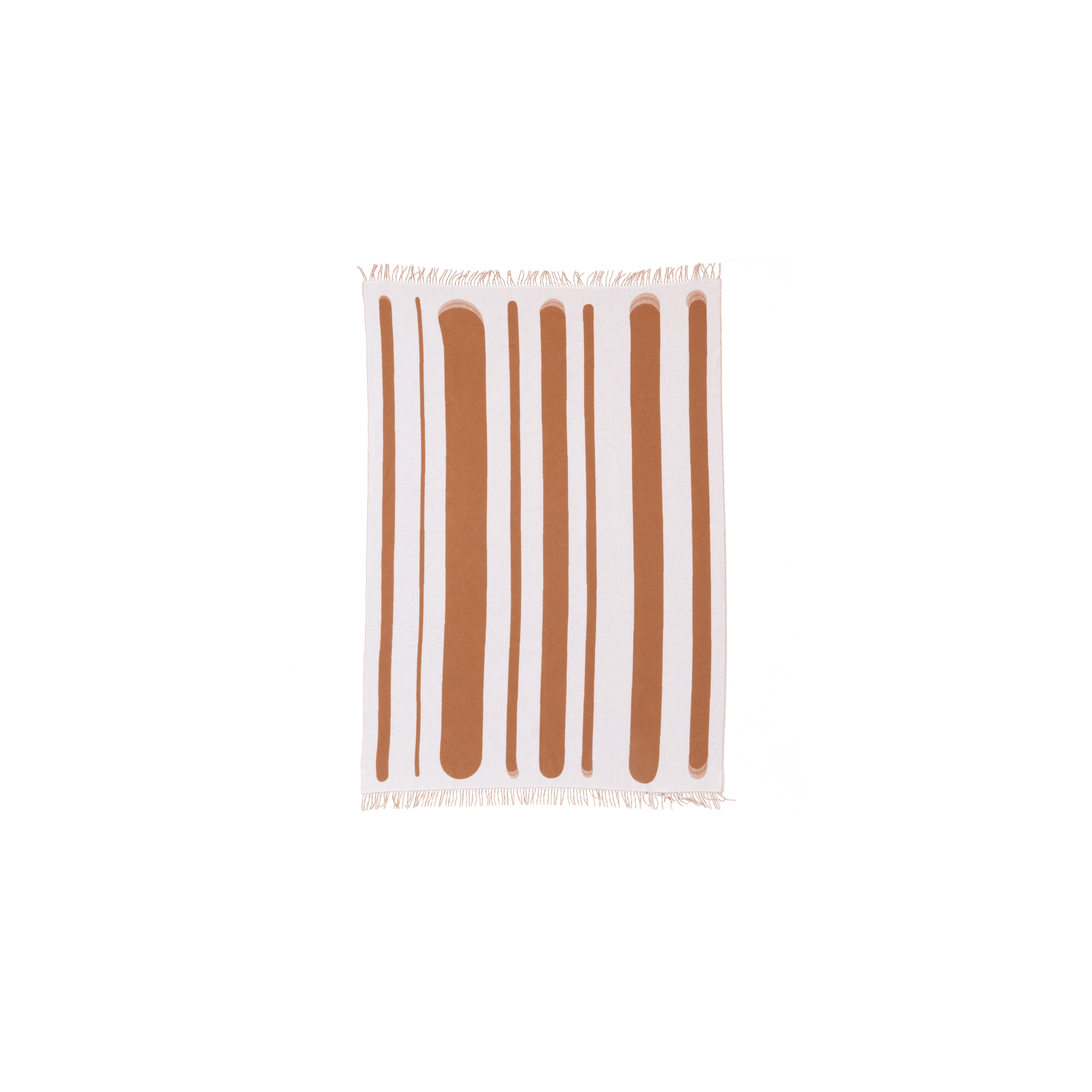 Tan and Milk Throw Blanket - Bold Brush Stripe Design