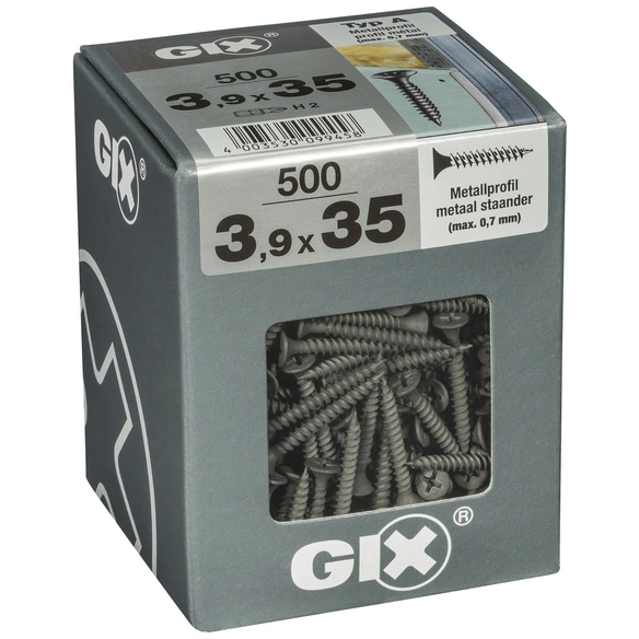 Feingewindeschraube, 3,9 mm, Stahl, 500 Stk., GIX A 3,9x35 XL