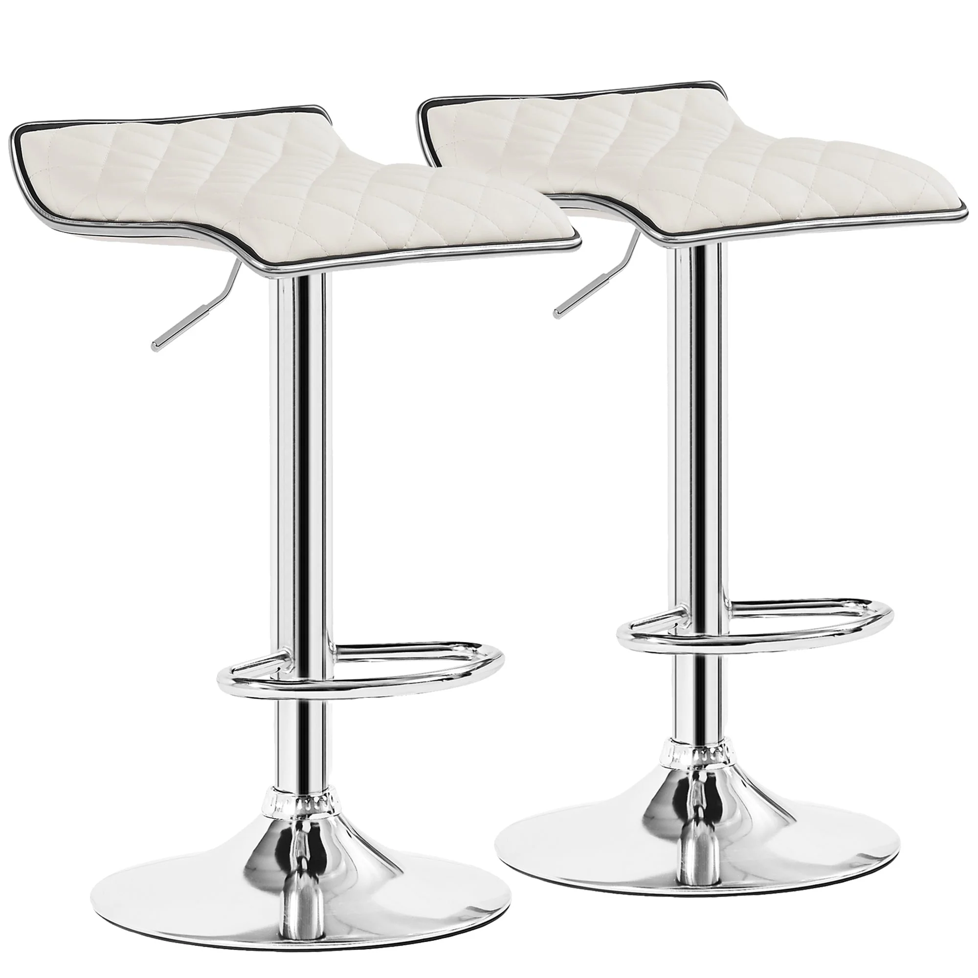 Javlergo Set of 2 Bar Stools Adjustable Swivel Counter Height Bar Chair with Footrest