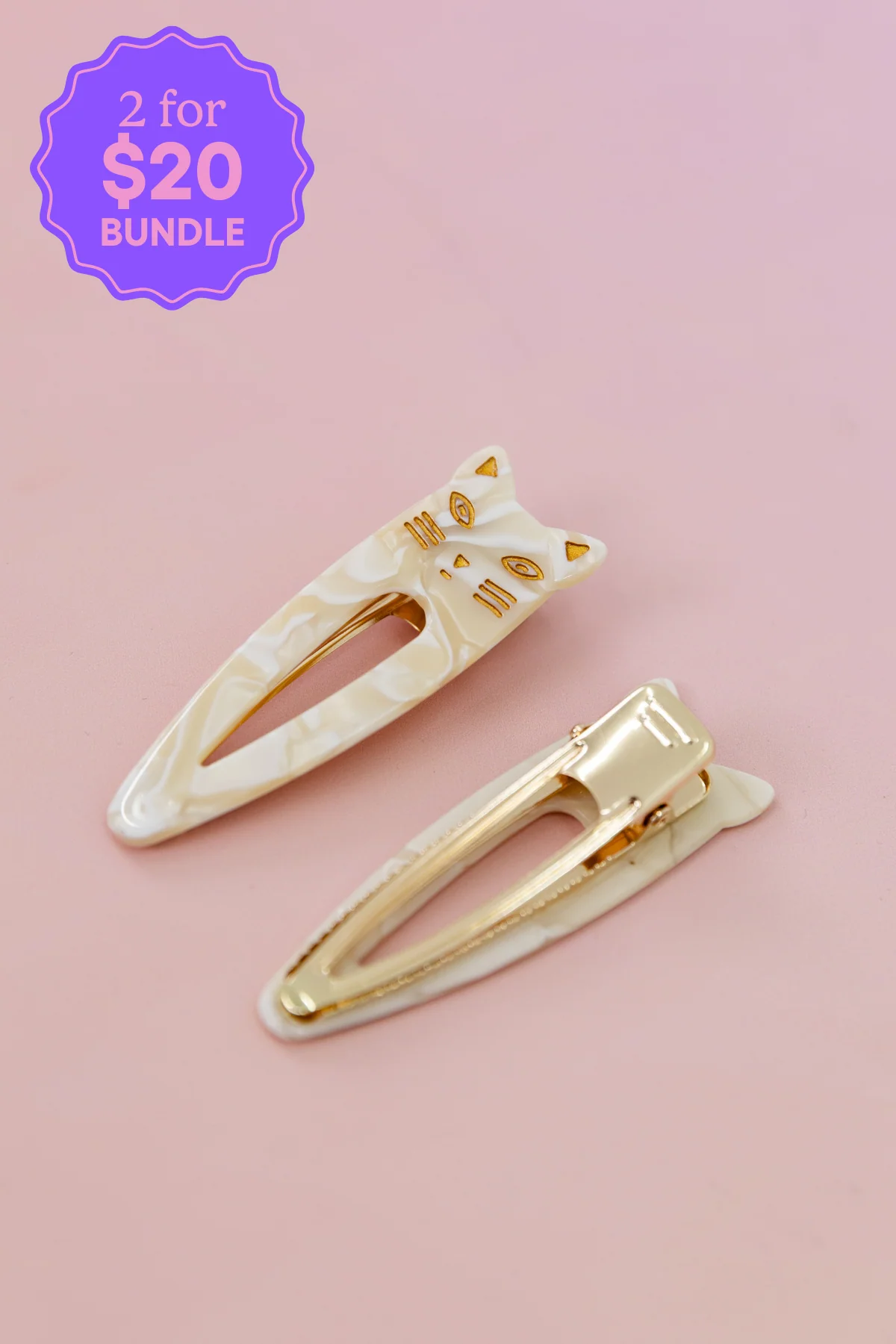 Cat Hair Clips in Cream