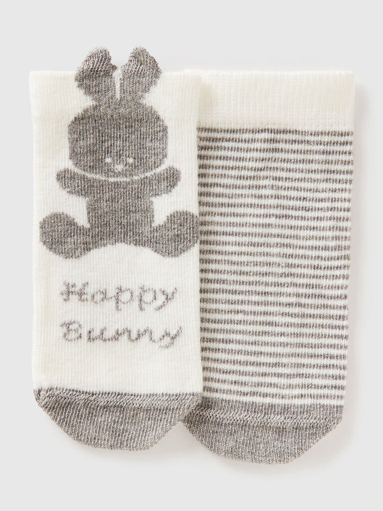 Set of socks with stripes and bunny