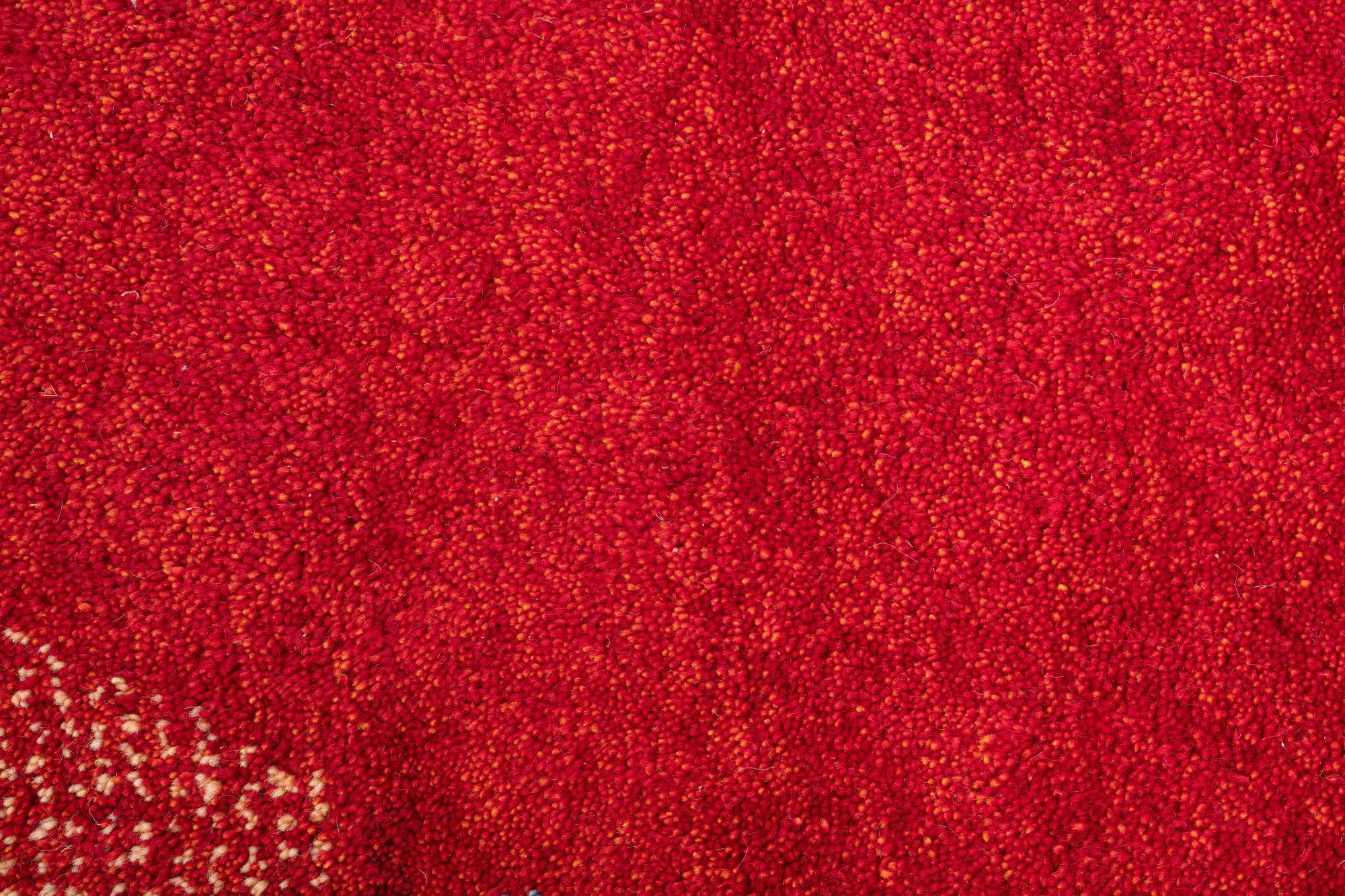 DENVER - Tapis gabbeh noué main en laine naturelle rouge Diam 190 cm