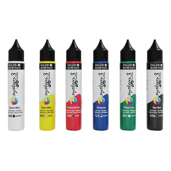 Daler-Rowney System3 Fluid Acrylic 29.5ml 6 Pack