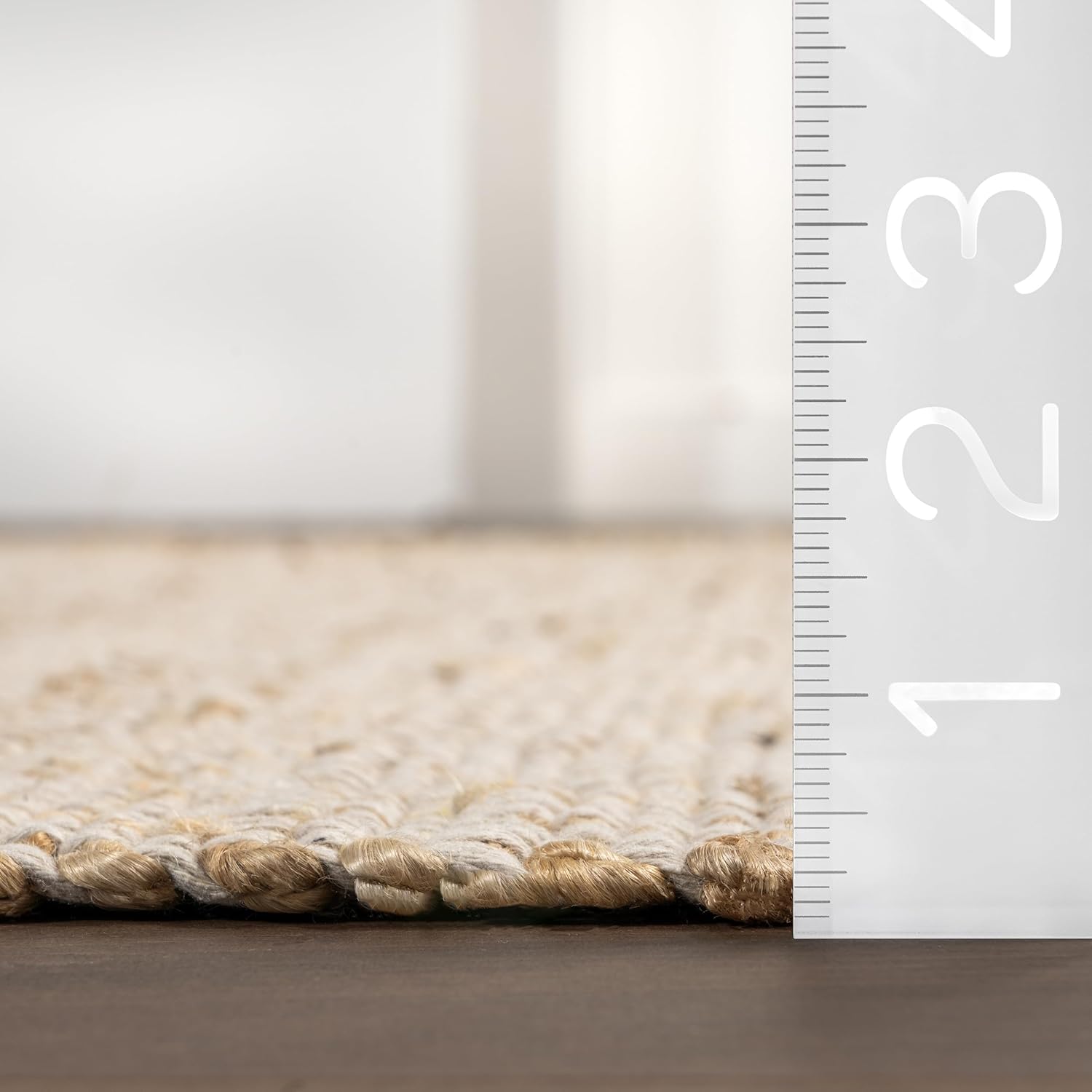 nuLOOM 7'6 x 9'6 Elfriede Jute & Cotton Hand Woven Area Rug, Natural, Solid Rustic Farmhouse Style, Weaved Design, Natural Fiber, For Bedroom, Living Room, Dining Room, Hallway, Office, Entryway