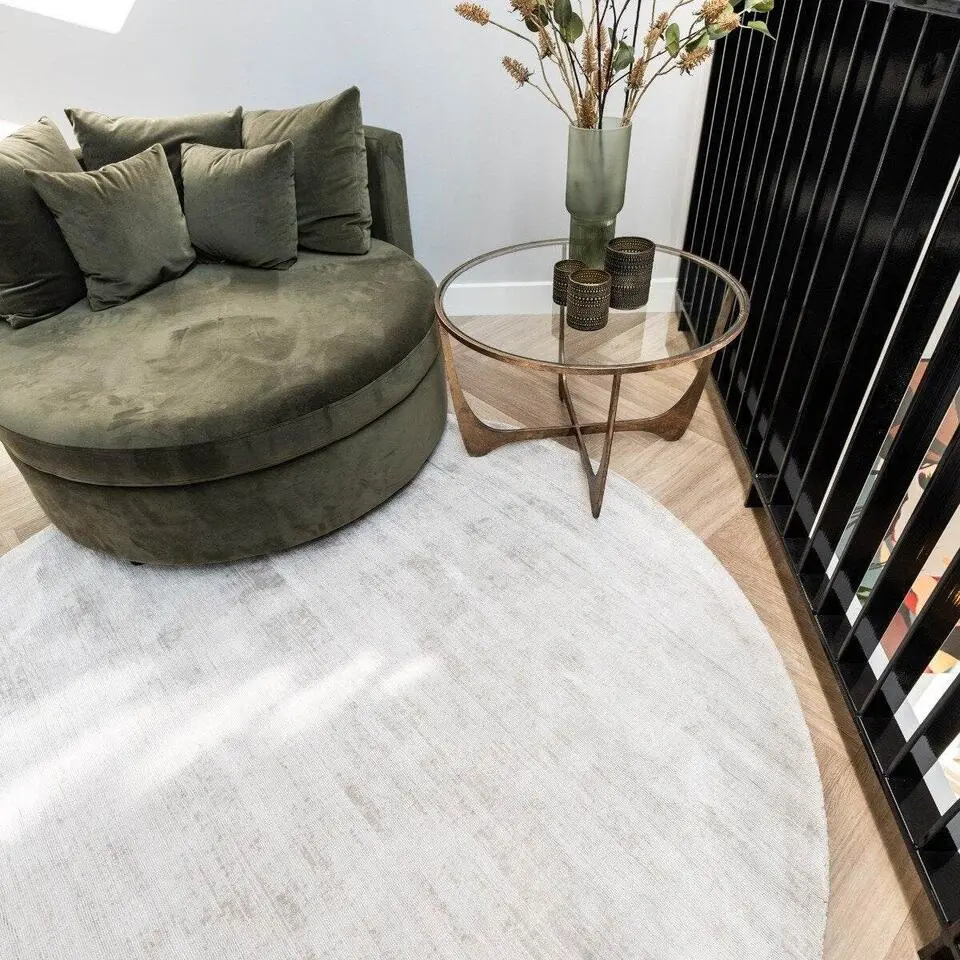 Interieur05 rond viscose Vloerkleed Felva Zilver/Grijs - 220 x 220 cm