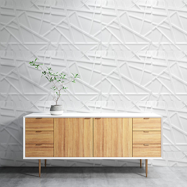 Panneaux de plafond et panneaux muraux Decoratif 3D Line Blanc 5m² / 20pièces