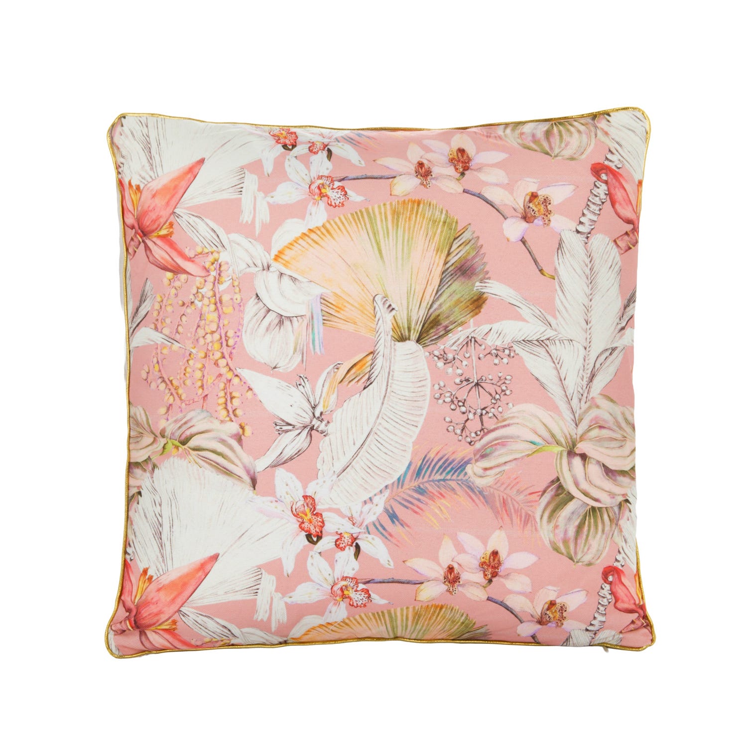 Cuscino divano 45x45 cm fiori e piume