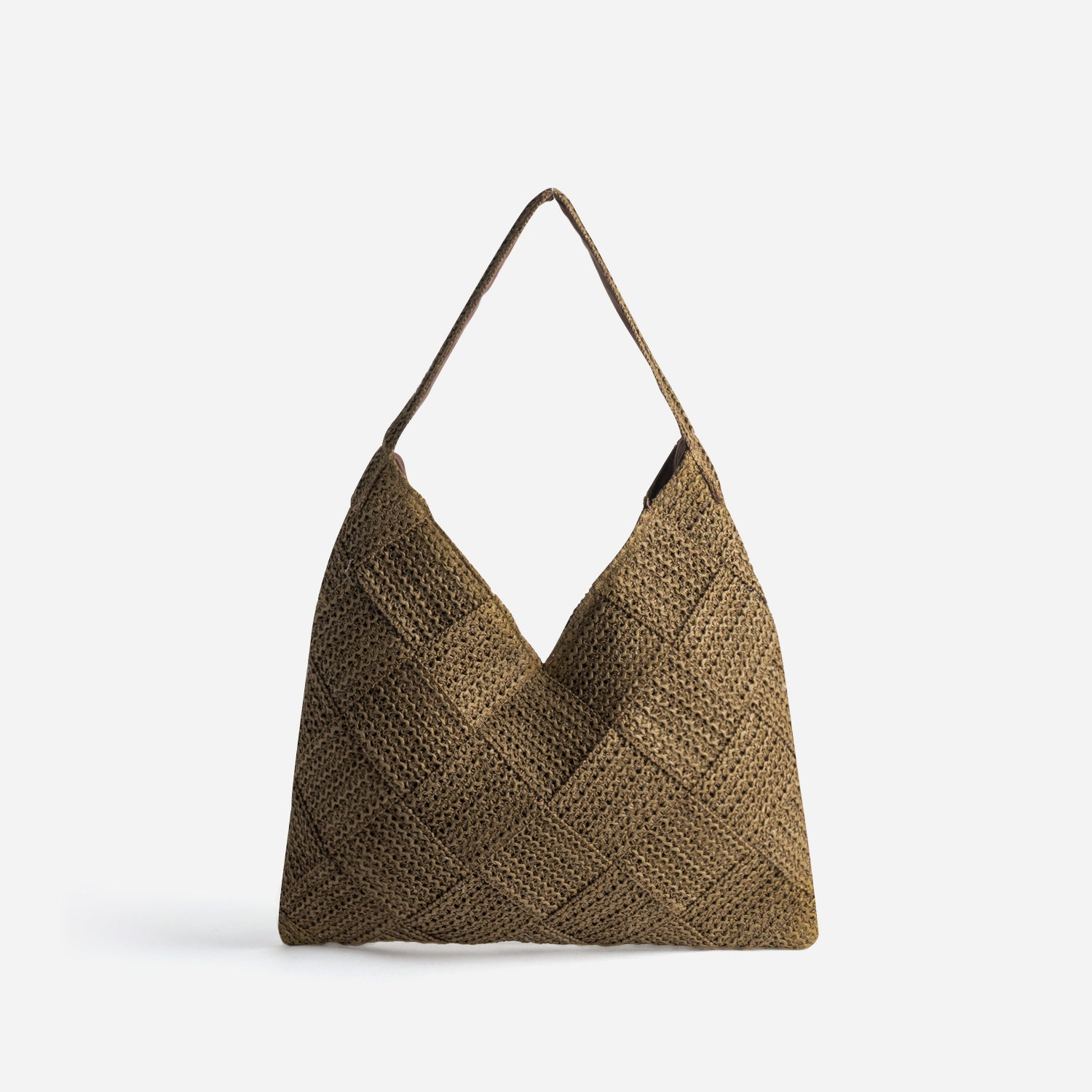 Sac hobo kaki tressé