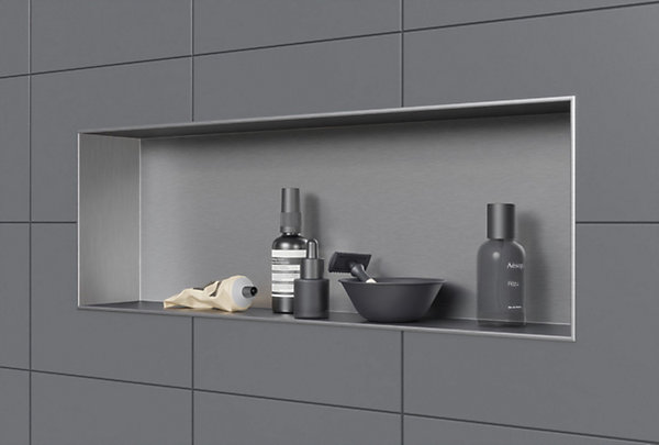 Niche murale douche sans rebord Chrome 20x60x10cm acier inoxydable étagère encastrée - BS206010