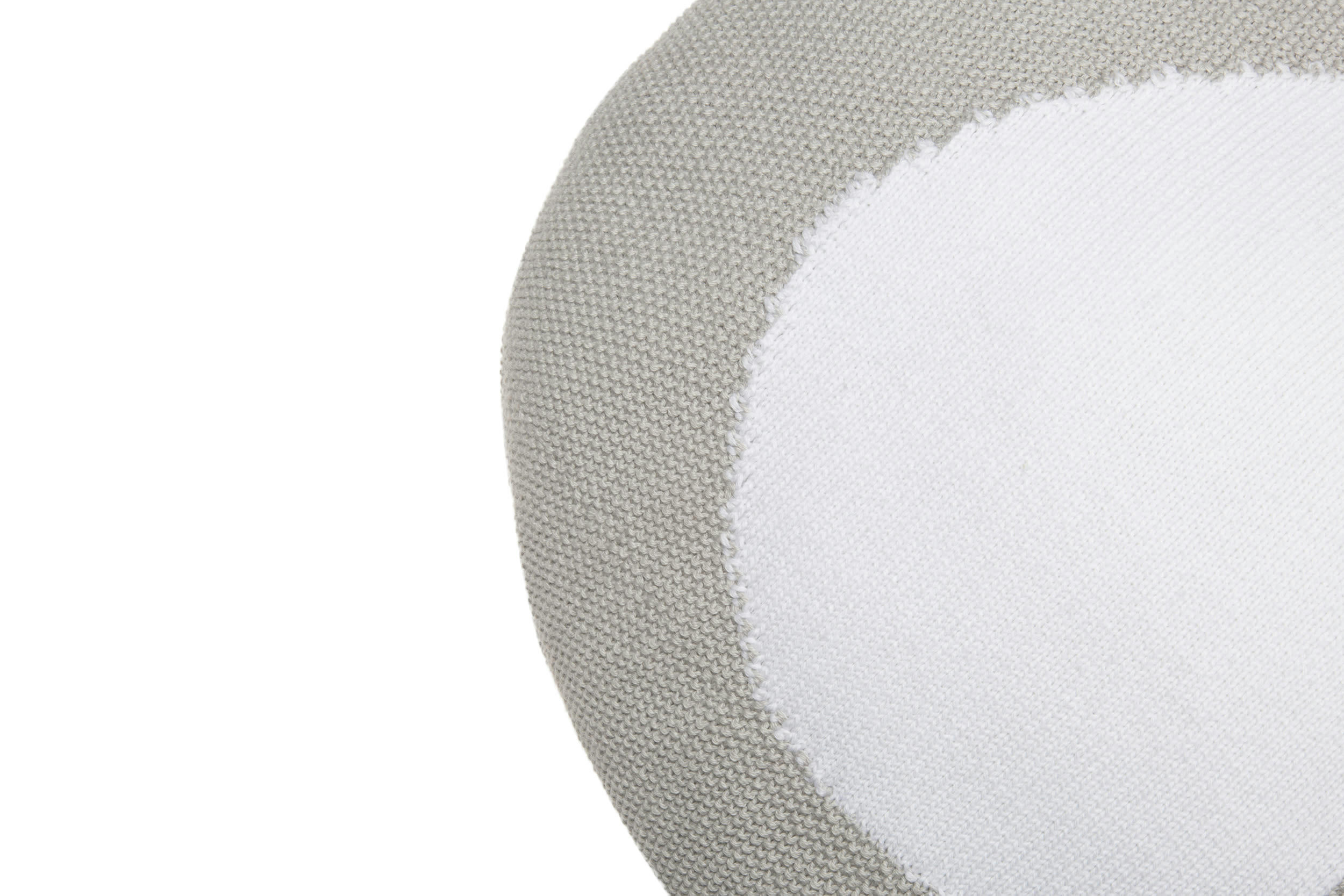 PYJAMA PARTY - Coussin rond en coton gris et blanc 30x30