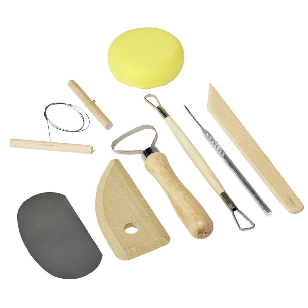 Accessoire pour poterie en bois et métal 8 pièces