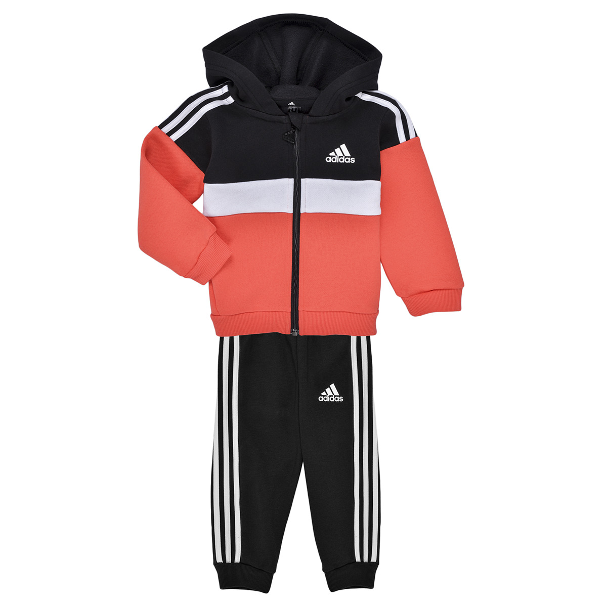 adidas - Tiberio 3-Stripes Colorblock Fleece Track Suit - Black / Red