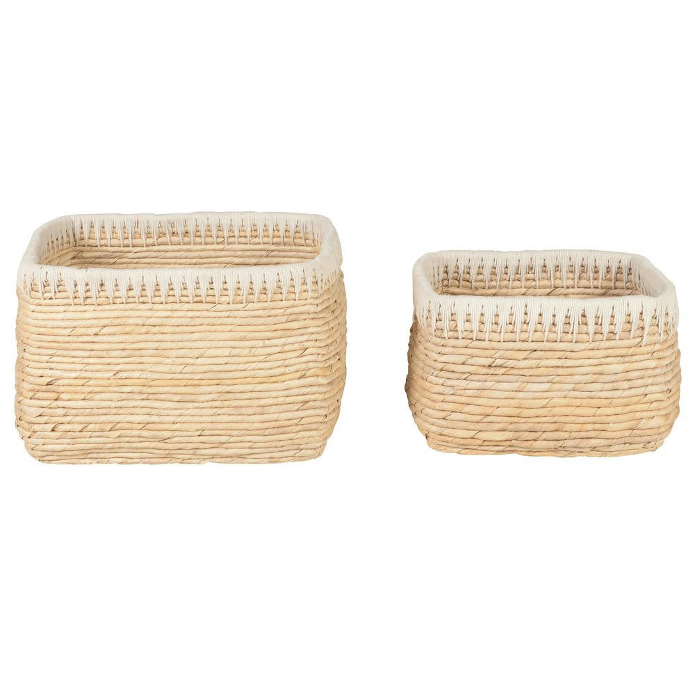 ROP - Panier rectangulaire tressage Abaca et corde  (set de 2)