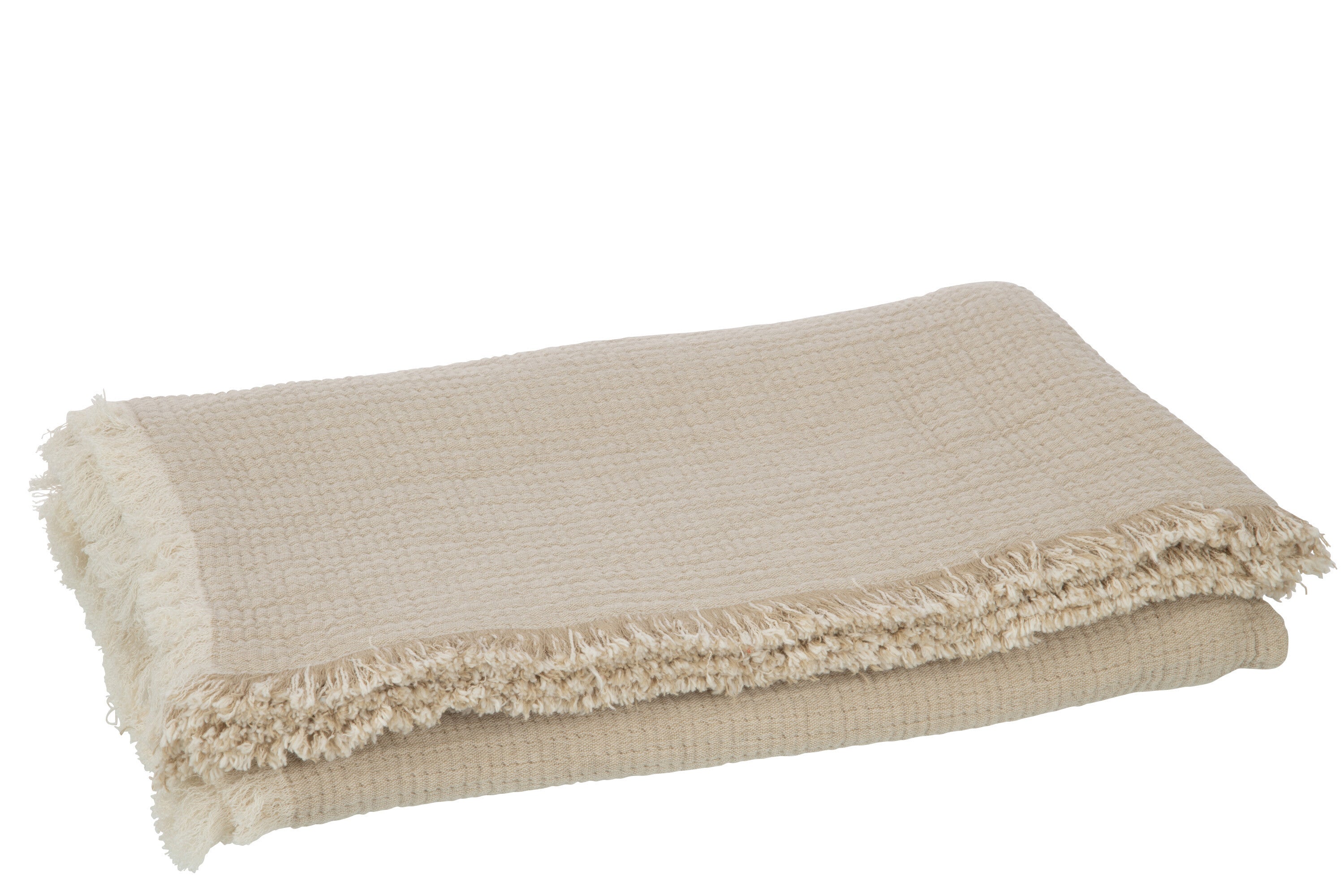 J-Line plaid Franjes Mousseline - katoen - donkerbeige - 130