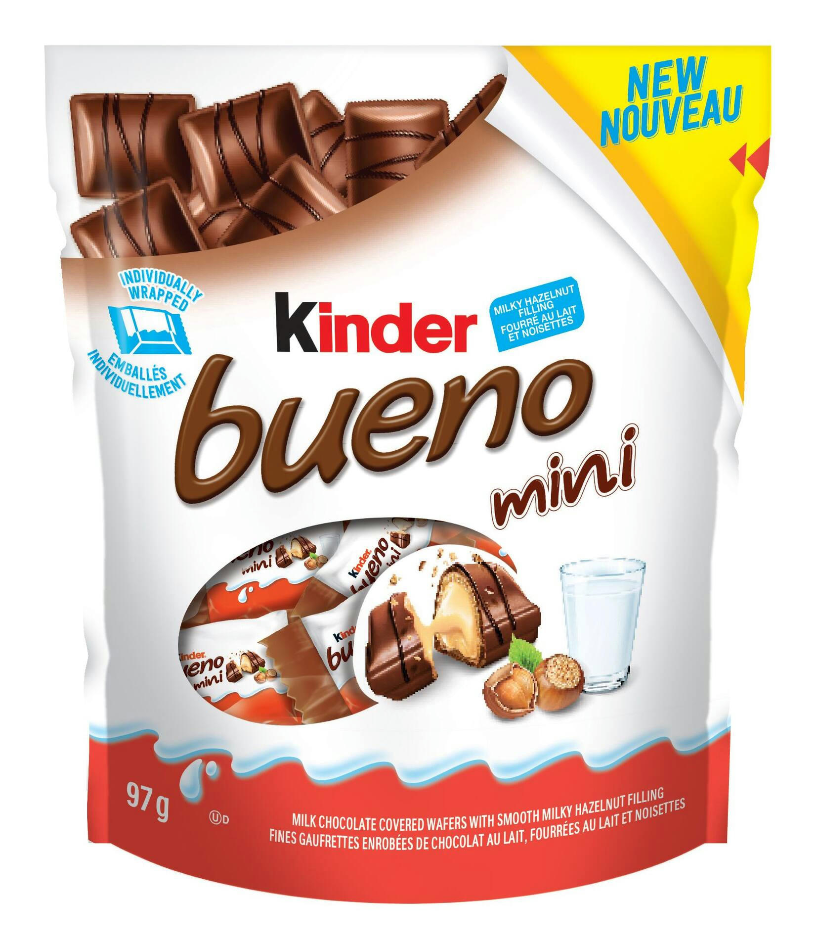 Kinder Bueno Milk Chocolate Hazelnut Wafer Minis, 97-g